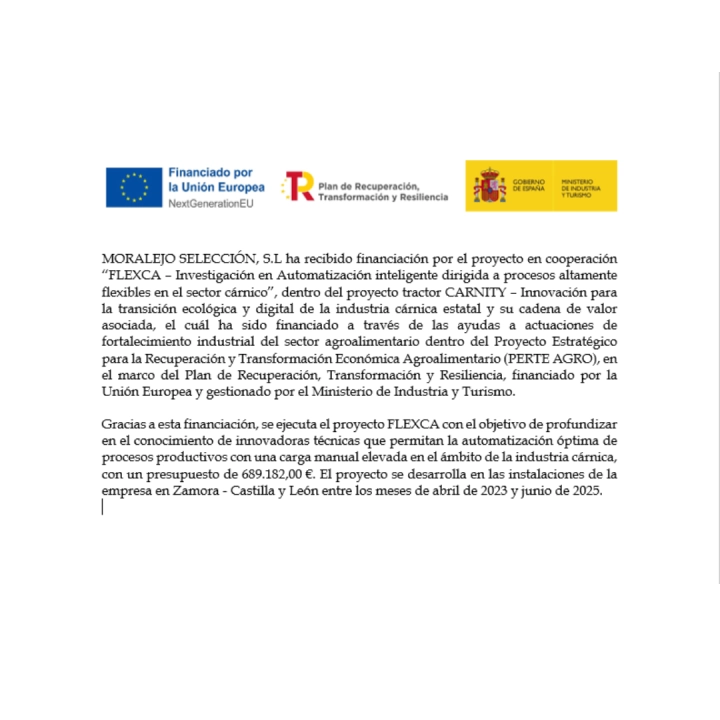 FLEXCA – Investigación en Automatización inteligente dirigida a procesos altamente flexibles en el sector cárnico.